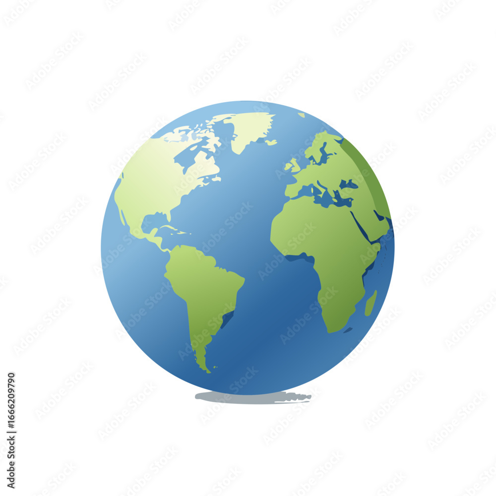 Fototapeta premium Globe illustration showing continents and oceans. Earth icon in a cartoon style.