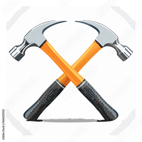 Crossed claw hammers illustration construction tools carpentry equipment repair building renovation maintenance handyman