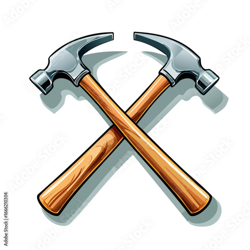 Illustrative crossed hammers on black background craftsmanship woodworking and construction tool design carpentry