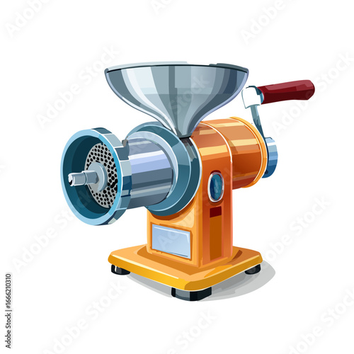 Retro meat grinder illustration vintage kitchen appliance equipment cook tool