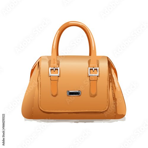 Elegant Tan Handbag Illustration Classic Design Fashion Accessory Luxury Item Style Symbol Isolated on Black Background