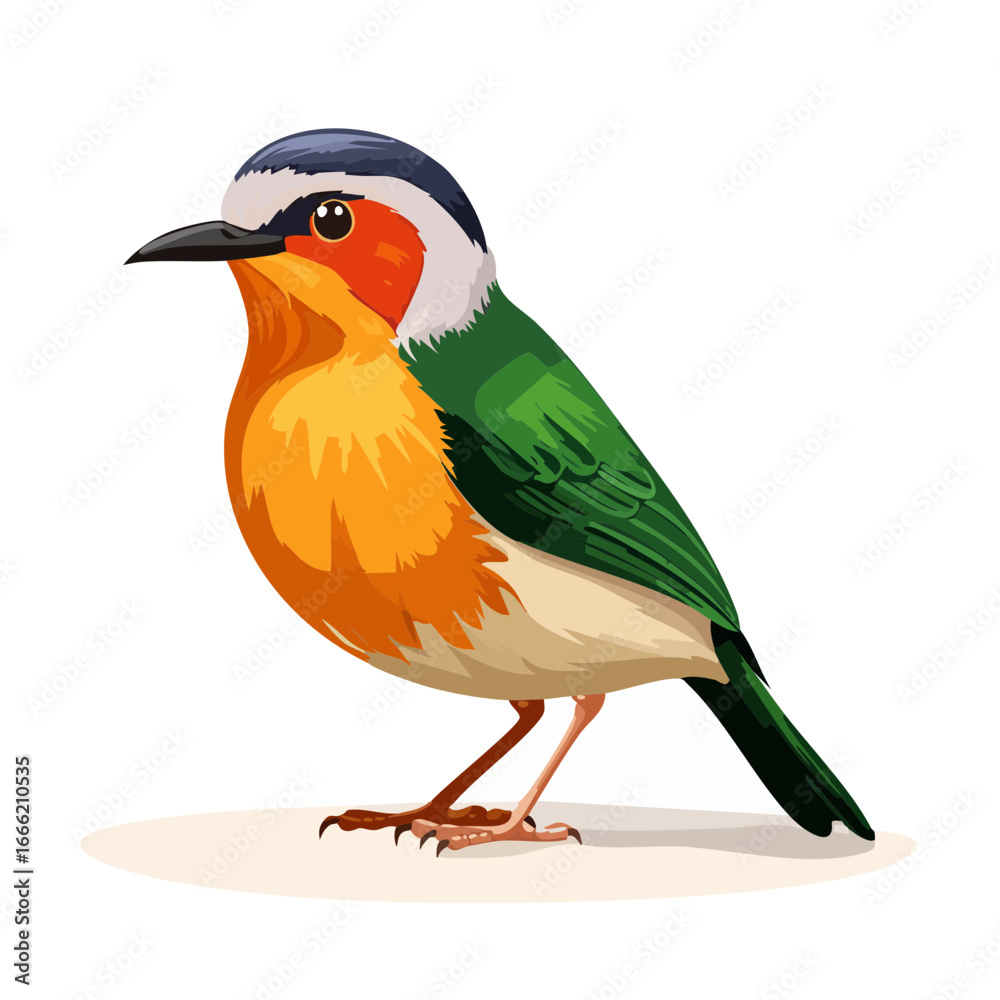 Obraz premium Colorful Cartoon Bird Illustration Perched Portrait Graphic Element Design Vector