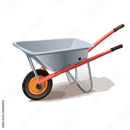 Illustration of a Red and Gray Wheelbarrow for Gardening and Construction