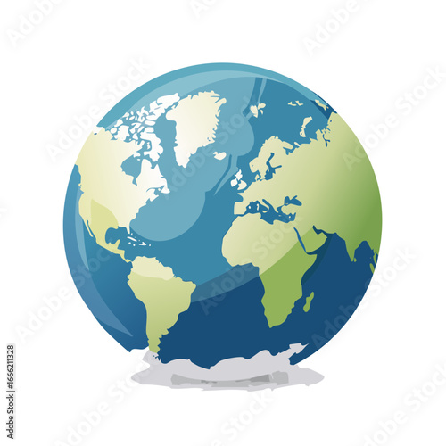 Stylized globe illustration depicting continents and oceans for global concepts