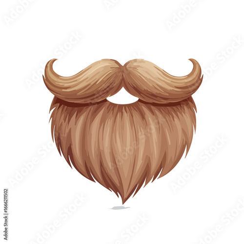 Stylized beard and mustache isolated on black for design projects and character avatars in graphic design projects