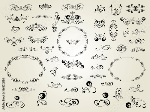 vector set of calligraphic design elements