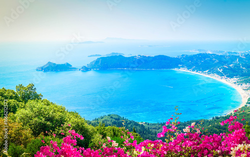 Fototapeta Naklejka Na Ścianę i Meble -  Popular beaches of Corfu. Amazing view at Agios Georgios Pagon beach in Corfu island, Greece