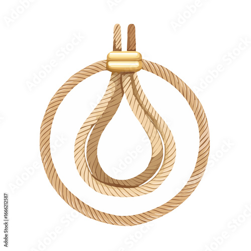 Hanging Rope Loop Knot Illustration Symbol of Old West Justice Execution Cartoon Style Isolated Against Black