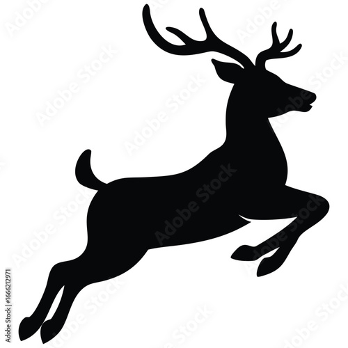 Jumping deer silhouette vector illustration.