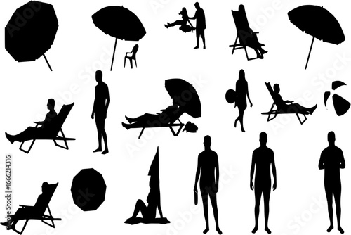 Set of beach silhouettes
