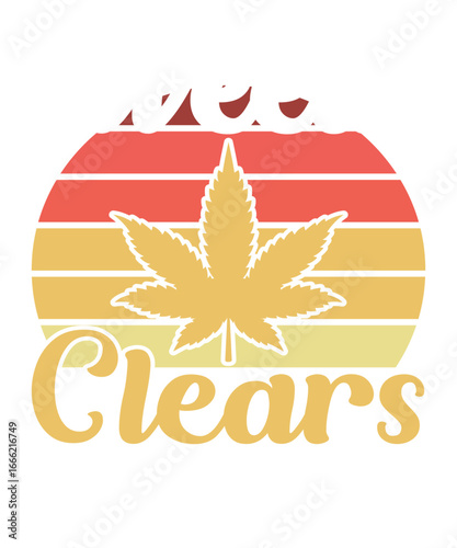 Old Man Weed - Cannabis Leaf Retro Sunset Vintage T-Shirt Design

