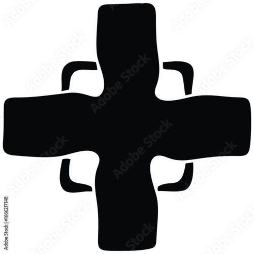 Medical cross silhouette vector illustration.