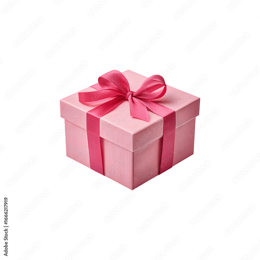 Fototapeta premium A pink gift box decorated with a ribbon, ideal for gifting someone 