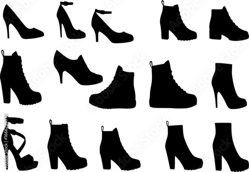 ladies shoes silhouette set
