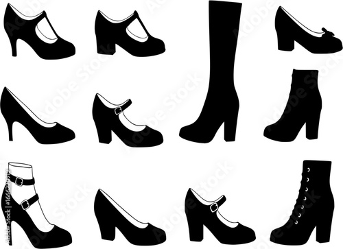 ladies shoes silhouette set
