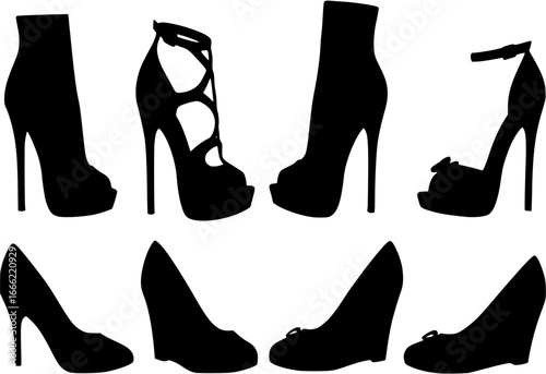 ladies shoes silhouette set

