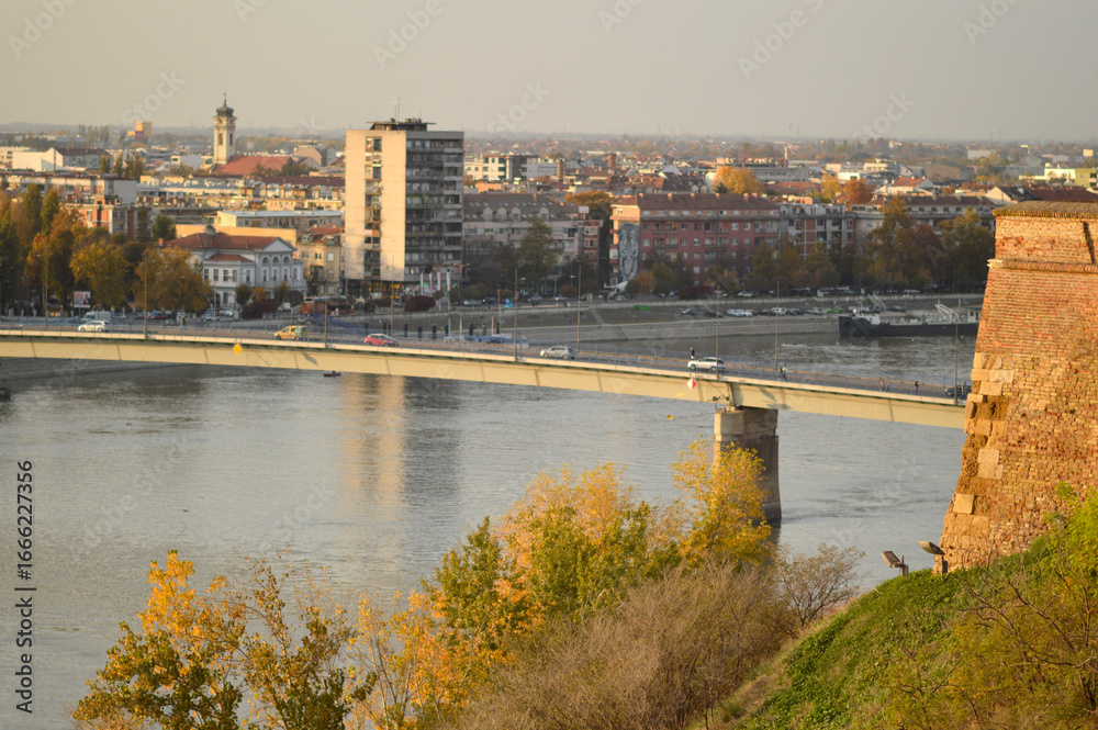 Fototapeta premium Petrovaradin Fortress in sunny autumn day in November