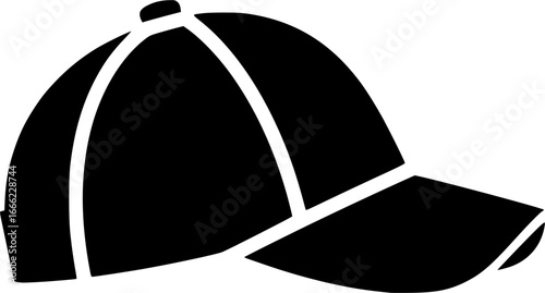 Black and white baseball cap with curved brim provides sun protection