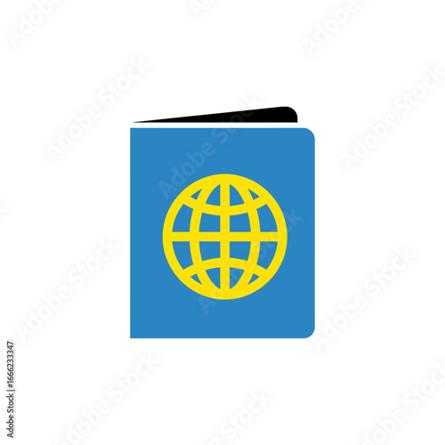 Global icon in the form of a passport book, symbolizing travel equipment