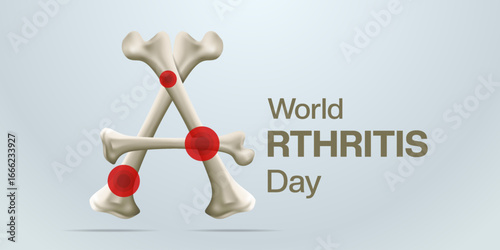 12 th October is World Arthritis Day. Bones. Great for posters, banners and social media. White background.