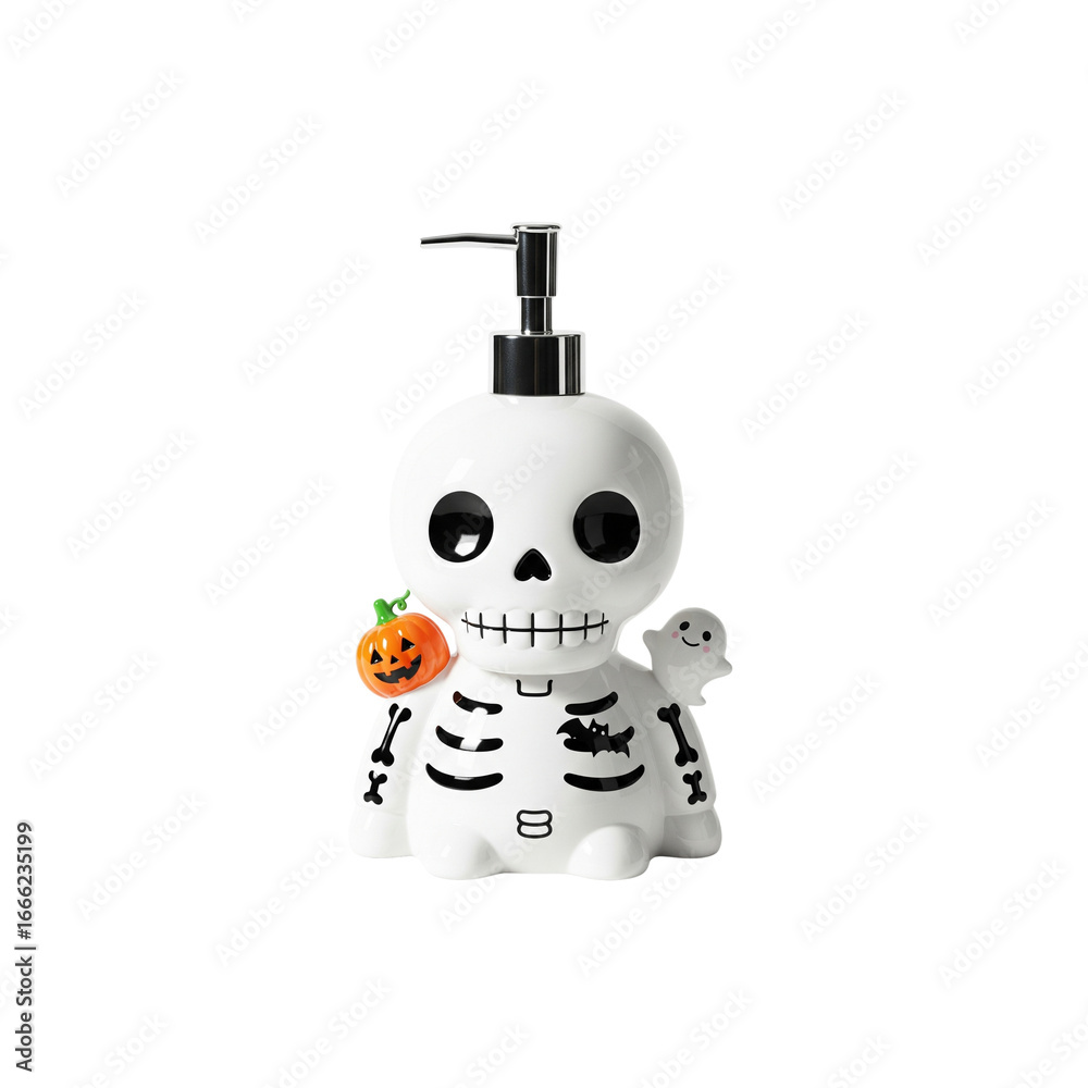 Obraz premium skeleton-shaped soap dispenser, Halloween bathroom item, halloween design, kawaii style,