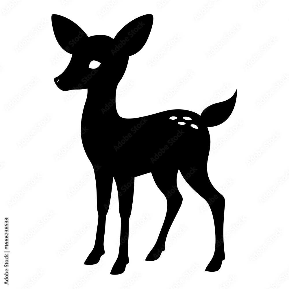 Obraz premium Fawn shadow vector clean black silhouette design white background