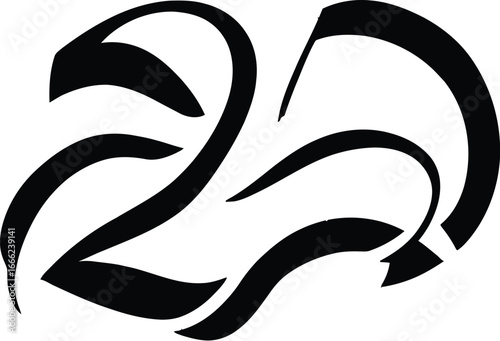Abstract number 25 vector design decorative numeric symbol anniversary graphic calligraphy style artistic illustration