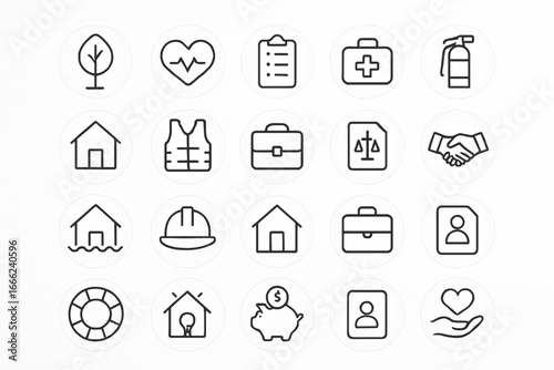 Insurance and Safety Icons Set security protection