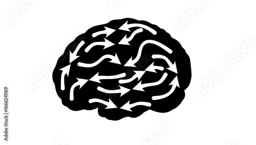 the brain of a lying person, black isolated silhouette