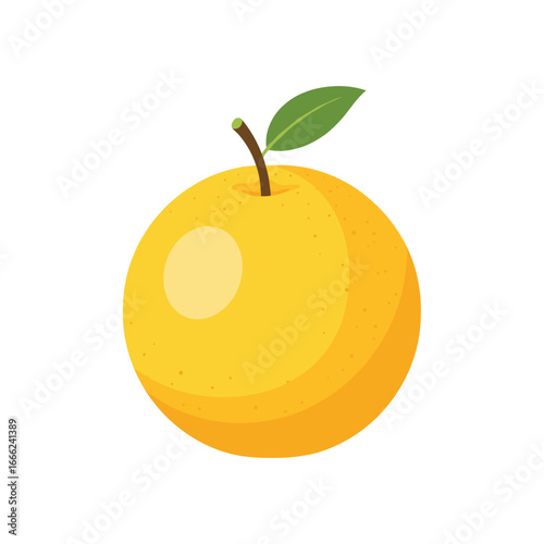 Fresh, ripe orange fruit illustration with green leaf, perfect for healthy eating concepts