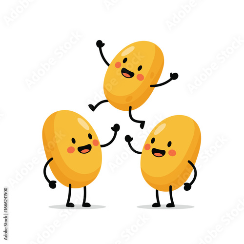 Happy potato characters celebrating joy and friendship, perfect for food blogs or children's content
