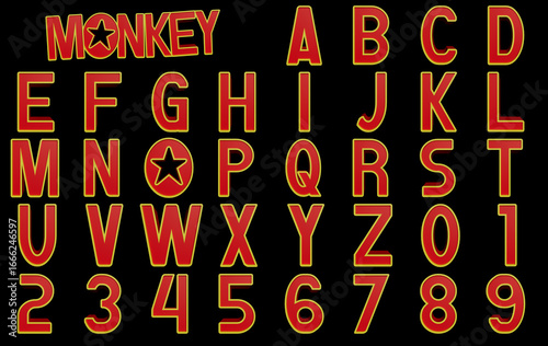 Foto Monkey Cartoon Alphabet 3D render