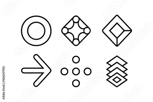 Navigation Menu Icons – Minimalist Line Art Icon Set