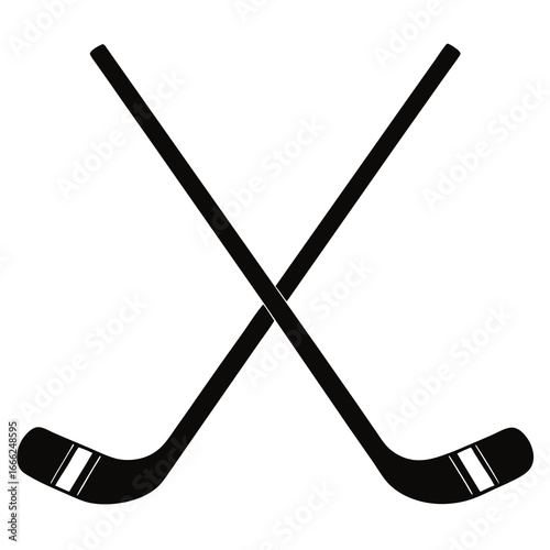 black hockey sticks crossed on white clip art preview
