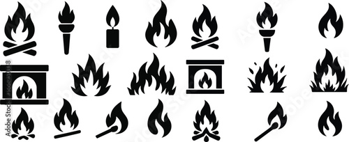 Fire and Flame Silhouette Icons for Websites and Presentations