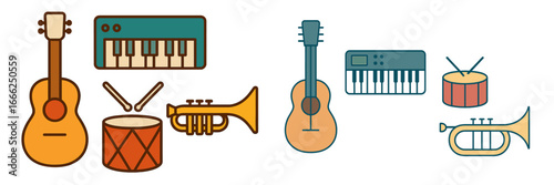 Musical Instruments Assortment, Minimalist flat design