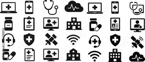 Healthcare and Telemedicine Icon Vector Set