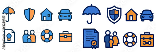 Insurance and Protection Symbols, Minimalist flat design