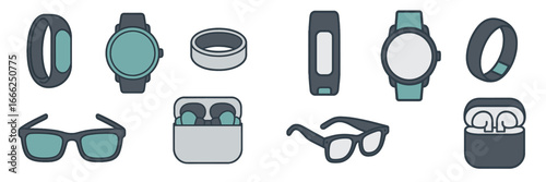 Modern Wearable Technology and Gadgets, Minimalist flat design