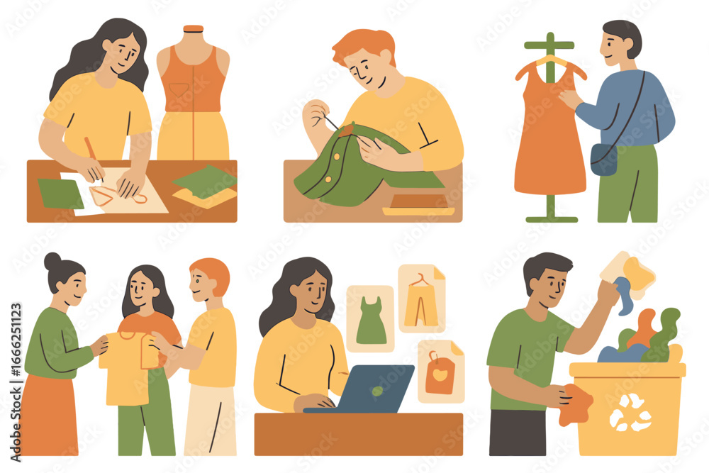 Fototapeta premium Fashion Design and Sewing, Minimalist flat design