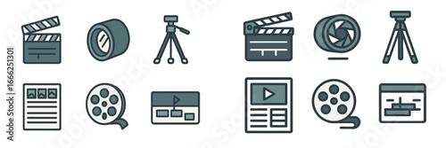 Filmmaking and Video Production Symbols, Minimalist flat design