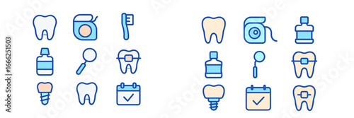 Dental Hygiene and Oral Care Symbols, Minimalist flat design