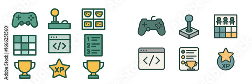 Gaming and Coding Symbols Set, Minimalist flat design