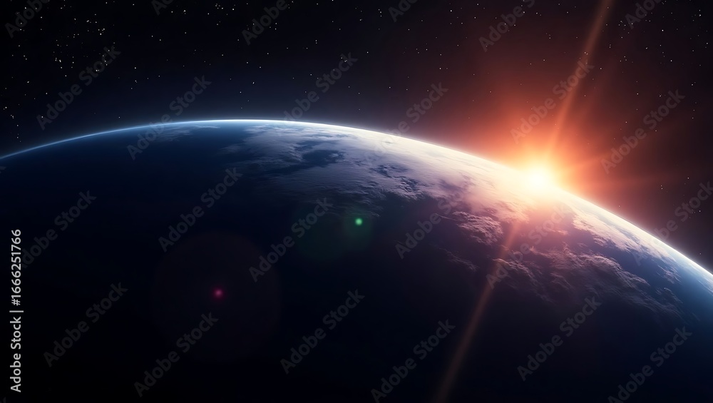 Obraz premium Sunrise over Planet Earth from Outer Space