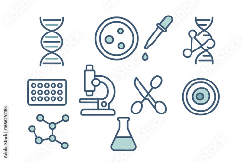 Scientific and Medical Research Symbols, Minimalist flat design