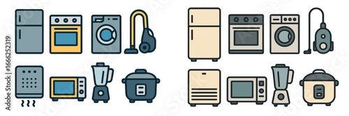 Household Appliances Set, Minimalist flat design