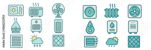 Climate and Air Quality Icons, Minimalist flat design