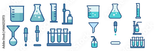 Laboratory Equipment Set, Minimalist flat design