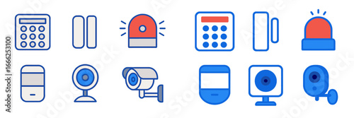 Security System Icons Set, Minimalist flat design