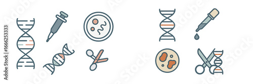 Genetic Engineering and Biotechnology Symbols, Minimalist flat design